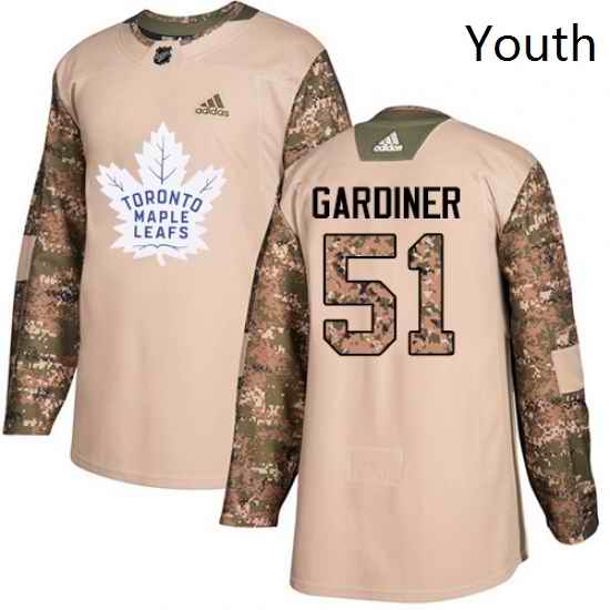 Youth Adidas Toronto Maple Leafs 51 Jake Gardiner Authentic Camo Veterans Day Practice NHL Jersey